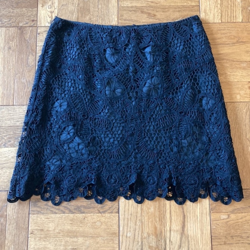 100% linen lace skirt, dark black, lined, 8 - Picture 5 of 8